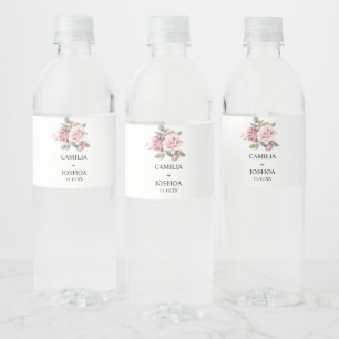 Etiqueta Para Botella De Agua Boda Romántica Elegante Chic Moderna Rosa