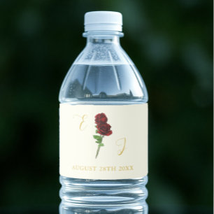 Etiqueta Para Botella De Agua Boda Rosa de Ivory Gold