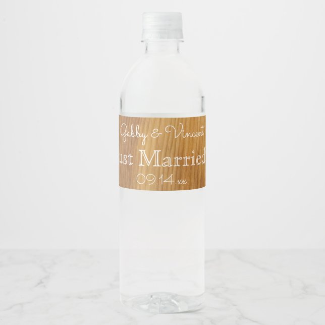 Etiqueta Para Botella De Agua Boda Rustic Barn Wood (Anverso)