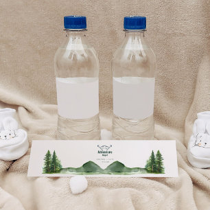 Etiqueta Para Botella De Agua Boda Rústico del Pino Forestal de la Montaña de la
