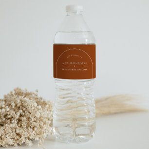 Etiqueta Para Botella De Agua Boda simple de Boho Arch Terracotta