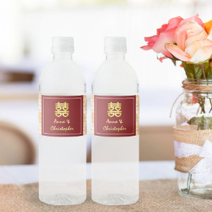 Etiqueta Para Botella De Agua Boda tradicional china auspiciosa peranakan