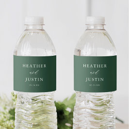 Etiqueta Para Botella De Agua Boda verde esmeralda clásico