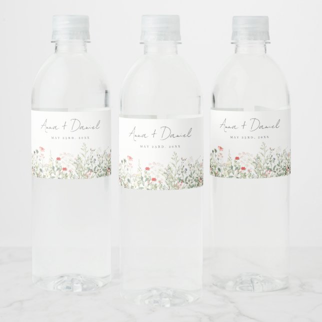 Etiqueta Para Botella De Agua Boda Wildflower Meadow (Botellas)