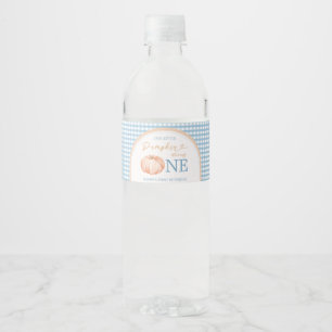 Etiqueta Para Botella De Agua Boho Boho Blue Gingham Botella de Agua