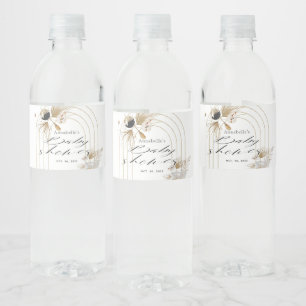 Etiqueta Para Botella De Agua Boho Botanical Gold Arches Baby Shower