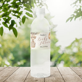 Etiqueta Para Botella De Agua Boho Cute Bear Air Balloon Nubes Baby Shower