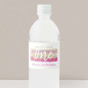 Etiqueta Para Botella De Agua Boho Floral Wild One Chica Primer Partido de Cumpl