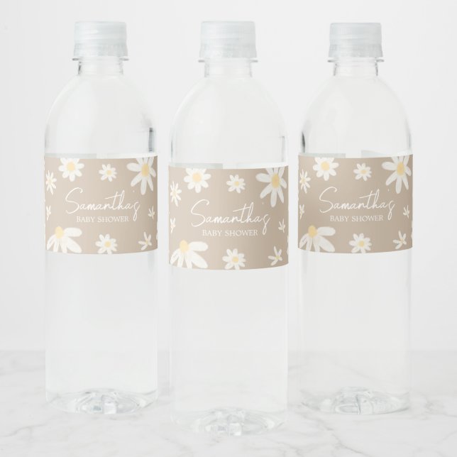 Etiqueta Para Botella De Agua Boho Groovy Daisy Baby Shower (Botellas)
