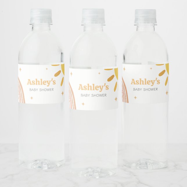 Etiqueta Para Botella De Agua Boho Retro Sunshine Baby Shower (Botellas)