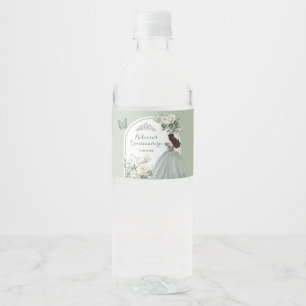 Etiqueta Para Botella De Agua Boho Sage Green Princess XV Años