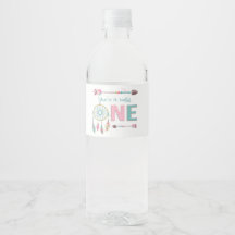 Boho Wild One First Birday Water Bottle Label