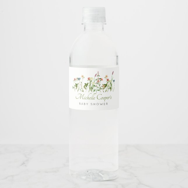 Etiqueta Para Botella De Agua Boho Wildflower Baby Shower (Anverso)