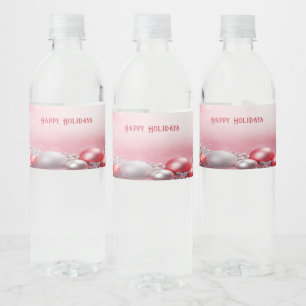 Etiqueta Para Botella De Agua Bolas de Navidad rosadas blancas Fiesta