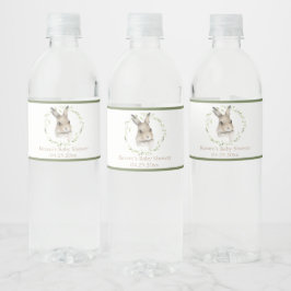 Etiqueta Para Botella De Agua Bosque Animales Acuarela Bunny Name Baby Shower