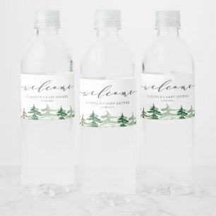 Etiqueta Para Botella De Agua Bosque de acuarela rústico Woodland Baby Shower