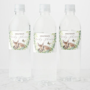 Etiqueta Para Botella De Agua Bosque de animales de bosque vegetación Bebé ducha