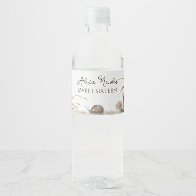Etiqueta Para Botella De Agua Bosque etéreo encantado (Anverso)
