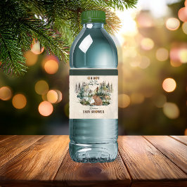 Etiqueta Para Botella De Agua Bosque rústico de bosques Oh Boy Bear Baby Shower