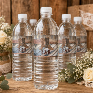 Etiqueta Para Botella De Agua Botas de vaquero de madera de granero Boda campest
