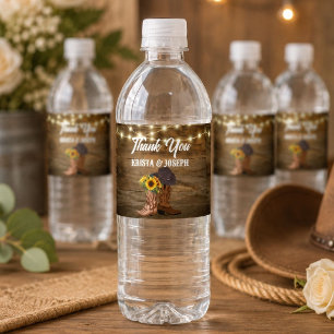 Etiqueta Para Botella De Agua Botas de Vaquero Girasol Favor de Boda Occidental