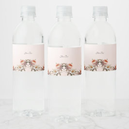 Etiqueta Para Botella De Agua Botella de agua con flores decorativas rosas y bla