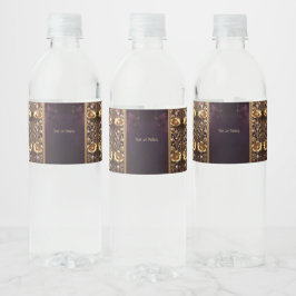 Etiqueta Para Botella De Agua Botella de agua de adorno floral dorado con perlas