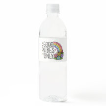 Botella de agua de arcoíris retro con buenas vibra