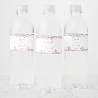 Etiqueta Para Botella De Agua Botella de agua de boda elegante de eucalipto mora