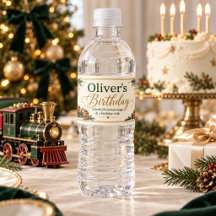 Botella de agua de cumpleaños de tren de Navidad v