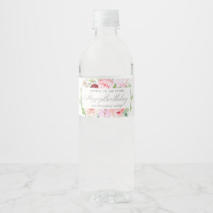 Etiqueta Para Botella De Agua Botella de agua floral rosa para fiesta de cumplea
