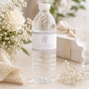 Etiqueta Para Botella De Agua Botella de agua para baby shower con Toile de Jouy
