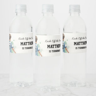 Etiqueta Para Botella De Agua Botella de agua para fiesta de cumpleaños de fútbo