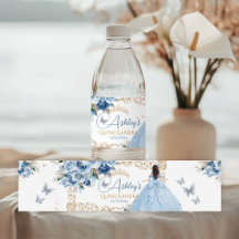 Botella de agua para Quinceañera Princesa Azul Beb