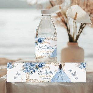 Etiqueta Para Botella De Agua Botella de agua para Quinceañera Princesa Azul Beb