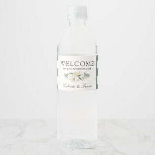 Etiqueta Para Botella De Agua Bouquet rosa blanco   Bienvenida
