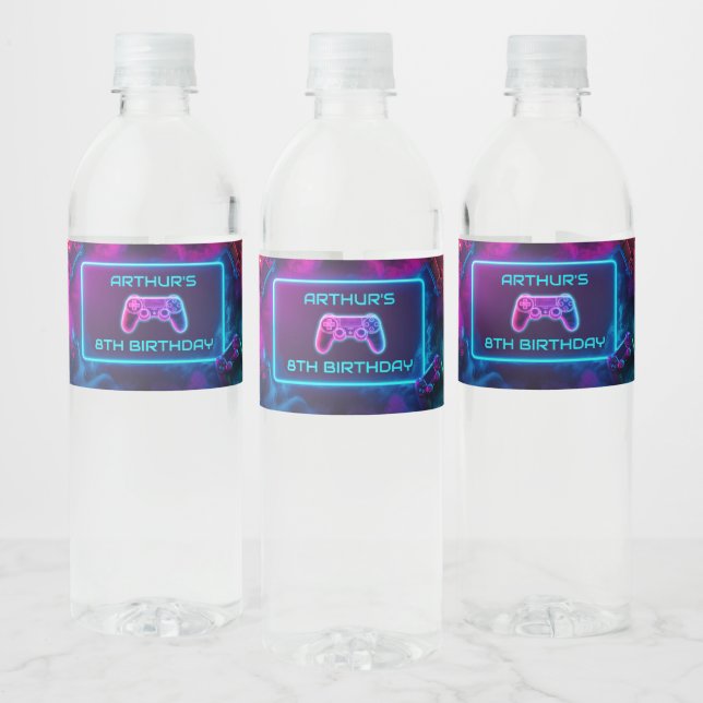 Etiqueta Para Botella De Agua Boys Video Gaming Birthday Party (Botellas)