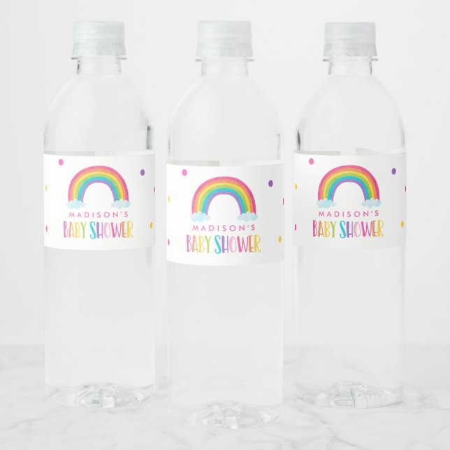Etiqueta Para Botella De Agua Bright Rainbow Baby Shower (Botellas)
