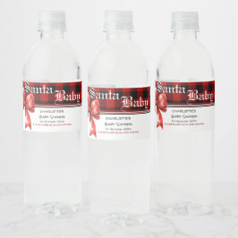 Etiqueta Para Botella De Agua Buffalo Plaid Watercolor Bow Baby Shower