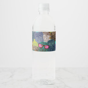Etiqueta Para Botella De Agua Búho en la corona