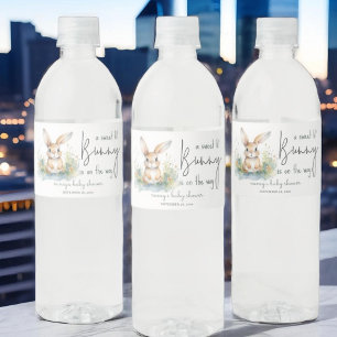 Etiqueta Para Botella De Agua Bunny Watercolor Baby Shower