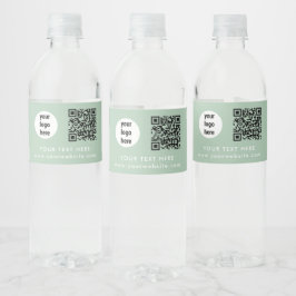 Etiqueta Para Botella De Agua Business Logo QR Code Text Website Green Customer
