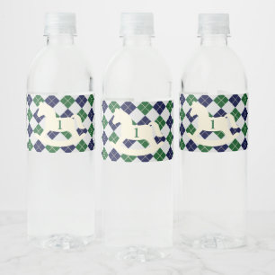 Etiqueta Para Botella De Agua Caballo de Balanza Preppy Argyle Cumpleaños 1