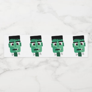 Etiqueta Para Botella De Agua Cabeza del Monstruo de Frankenstein