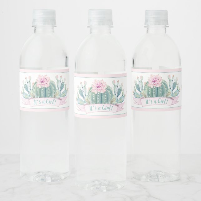 Etiqueta Para Botella De Agua Cactus Baby Shower (Botellas)