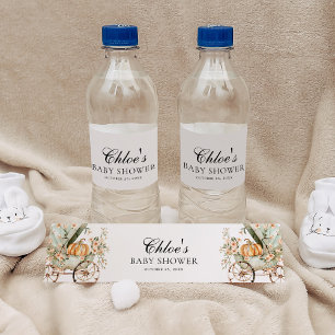 Etiqueta Para Botella De Agua Caer Pequeña Calabaza de otoño Baby Shower