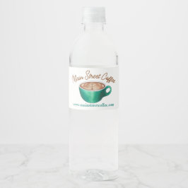 Etiqueta Para Botella De Agua Café con Leche Aplanada Cappuccino Tienda de Café 