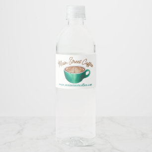 Etiqueta Para Botella De Agua Café con Leche Aplanada Cappuccino Tienda de Café