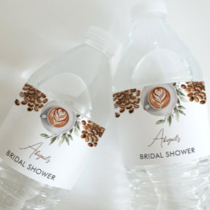 Etiqueta Para Botella De Agua Café Ducha de novia - Etiqueta de botella de agua