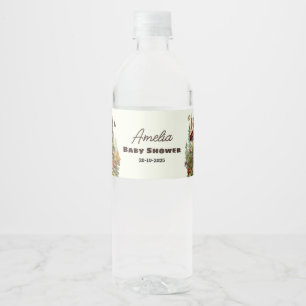 Etiqueta Para Botella De Agua Caída en Baby Shower del hongo rústico del bosque 